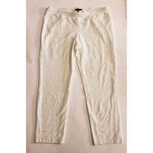 Eileen Fisher Size Medium Washable Stretch Crepe Slim Ankle Pull On Pants Ivory
